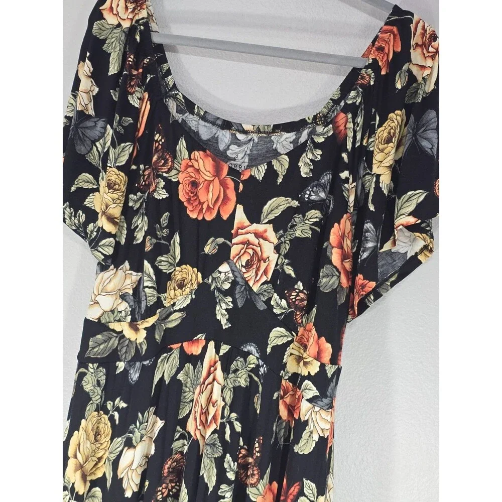 Torrid Tiered Maxi Dress Flutter Sleeve Floral Plus Size 2 2x Boho NWT BM - Picture 3 of 9
